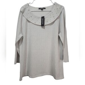 NWTBriggs Sweater Women's Pullover light gray long sleeve
